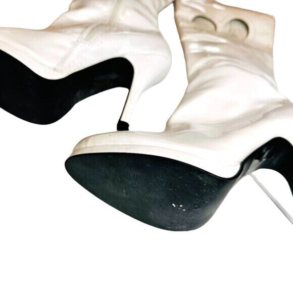 White Platform Women's Go-Go Boots Ugly Silent Disco, Cosplay Sz 10M (run small) - Picture 6 of 9